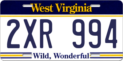 WV license plate 2XR994