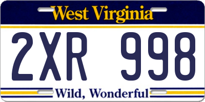 WV license plate 2XR998