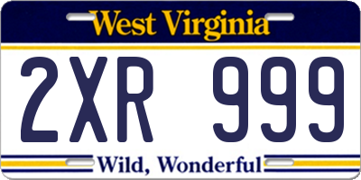 WV license plate 2XR999