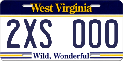 WV license plate 2XS000
