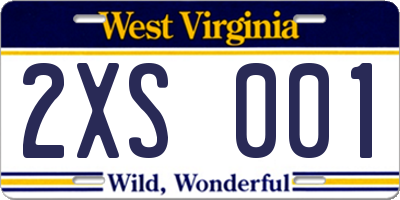 WV license plate 2XS001