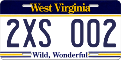 WV license plate 2XS002