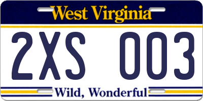 WV license plate 2XS003