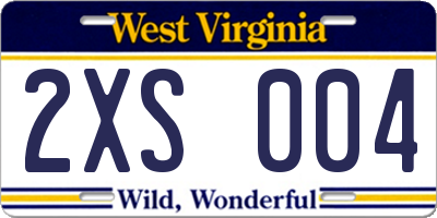 WV license plate 2XS004
