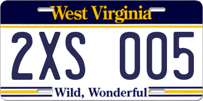 WV license plate 2XS005