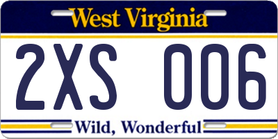 WV license plate 2XS006