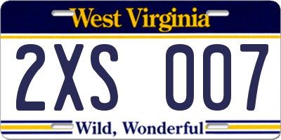 WV license plate 2XS007