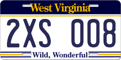WV license plate 2XS008