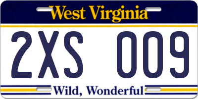 WV license plate 2XS009
