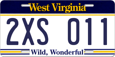 WV license plate 2XS011