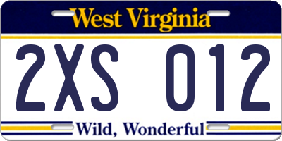 WV license plate 2XS012