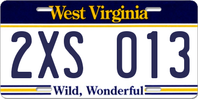 WV license plate 2XS013