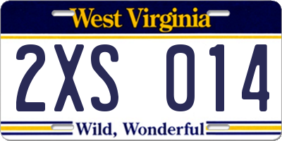 WV license plate 2XS014