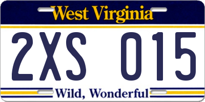 WV license plate 2XS015