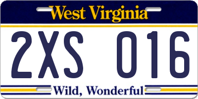 WV license plate 2XS016
