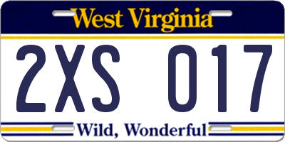 WV license plate 2XS017
