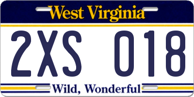 WV license plate 2XS018