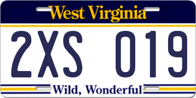 WV license plate 2XS019