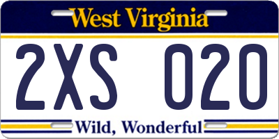 WV license plate 2XS020