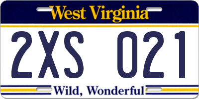 WV license plate 2XS021