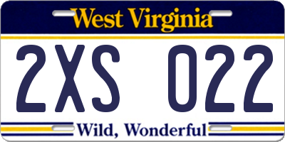 WV license plate 2XS022