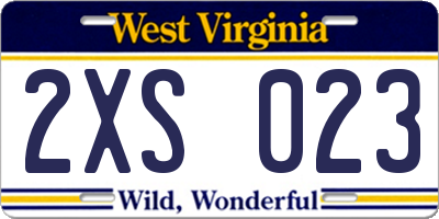 WV license plate 2XS023