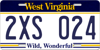 WV license plate 2XS024