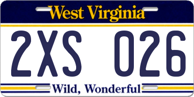 WV license plate 2XS026