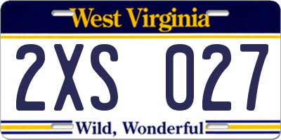 WV license plate 2XS027