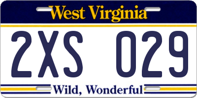 WV license plate 2XS029