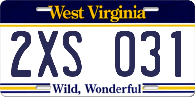 WV license plate 2XS031