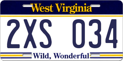 WV license plate 2XS034