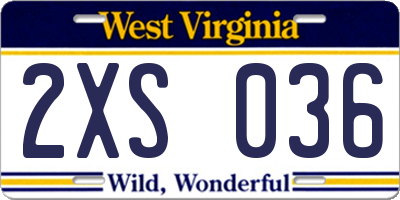 WV license plate 2XS036