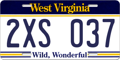 WV license plate 2XS037