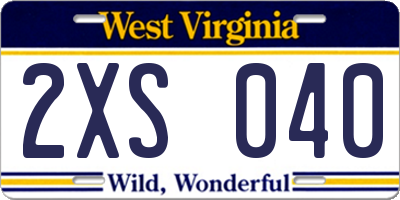 WV license plate 2XS040