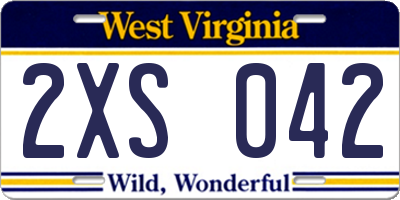 WV license plate 2XS042