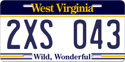WV license plate 2XS043