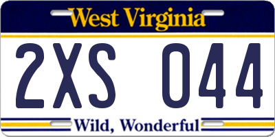 WV license plate 2XS044