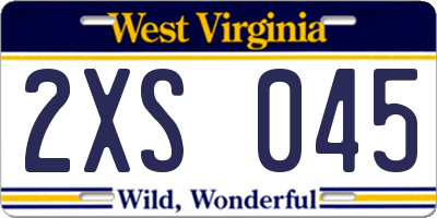 WV license plate 2XS045