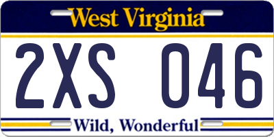 WV license plate 2XS046