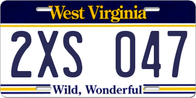 WV license plate 2XS047