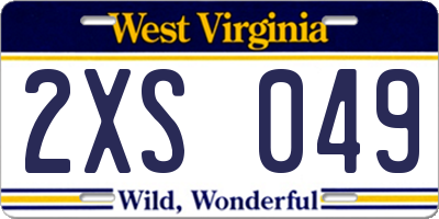 WV license plate 2XS049