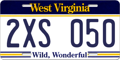 WV license plate 2XS050