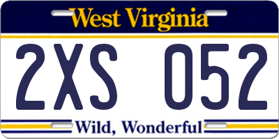 WV license plate 2XS052