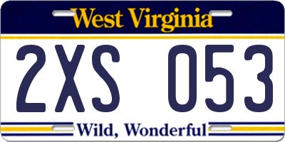 WV license plate 2XS053