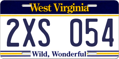WV license plate 2XS054