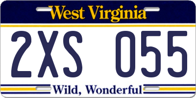WV license plate 2XS055