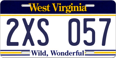 WV license plate 2XS057
