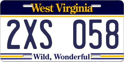 WV license plate 2XS058