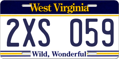 WV license plate 2XS059